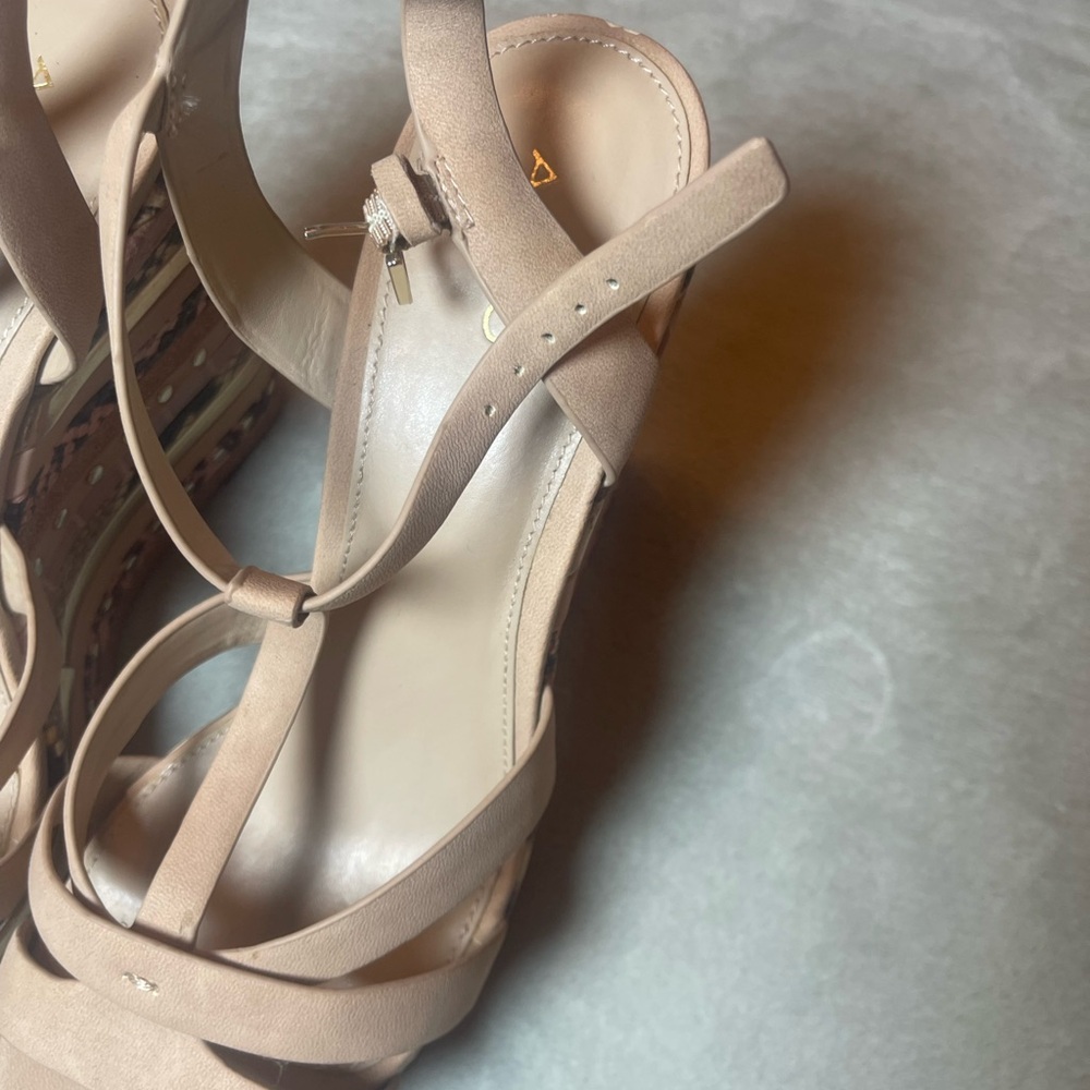 Aldo Women's Pink Strappy Wedge Sandals - Neutral Pink - Picture 6 of 9